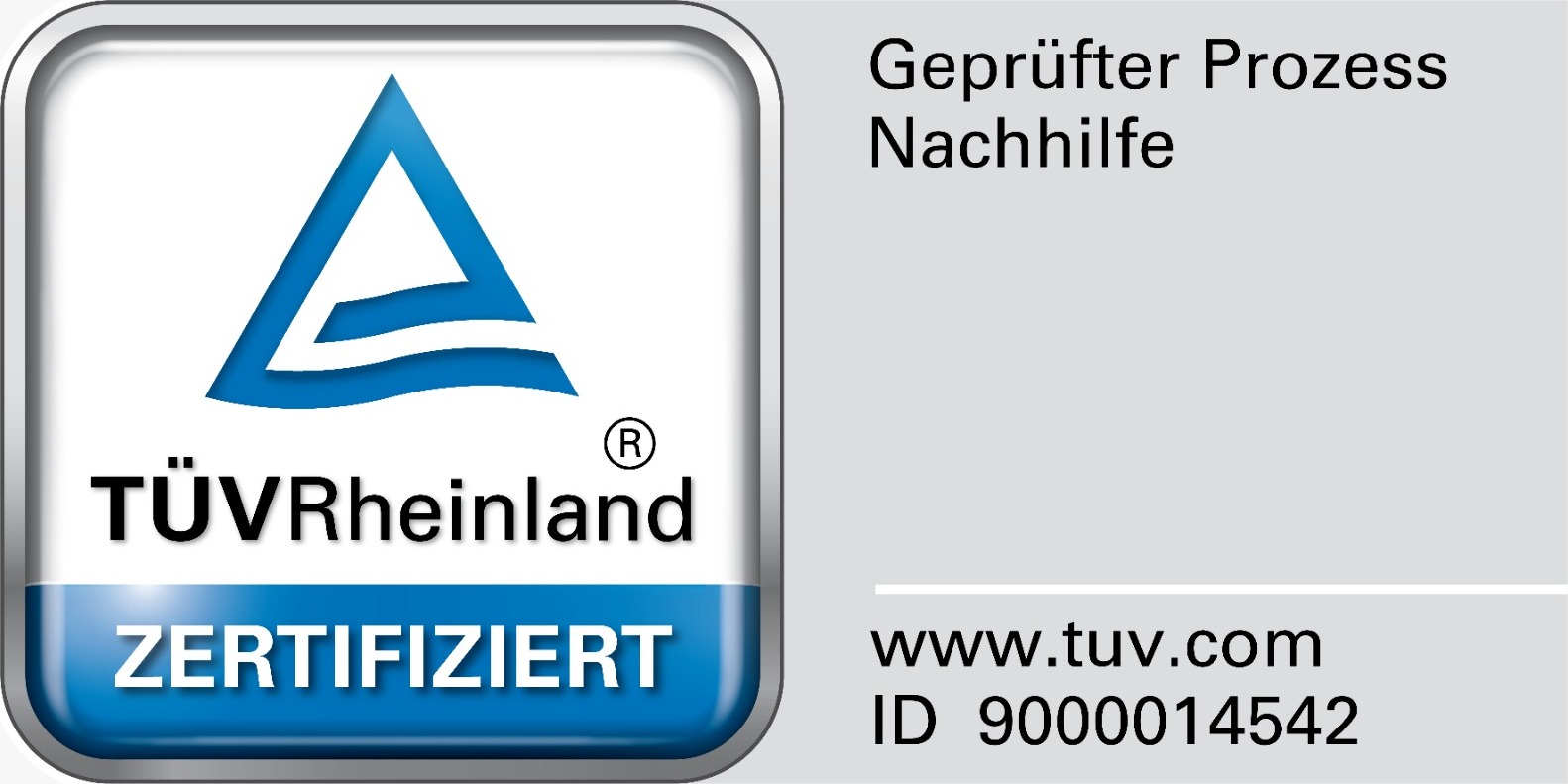 TÜV Rheinland zertifiziert: geprüfter Prozess Nachhilfe